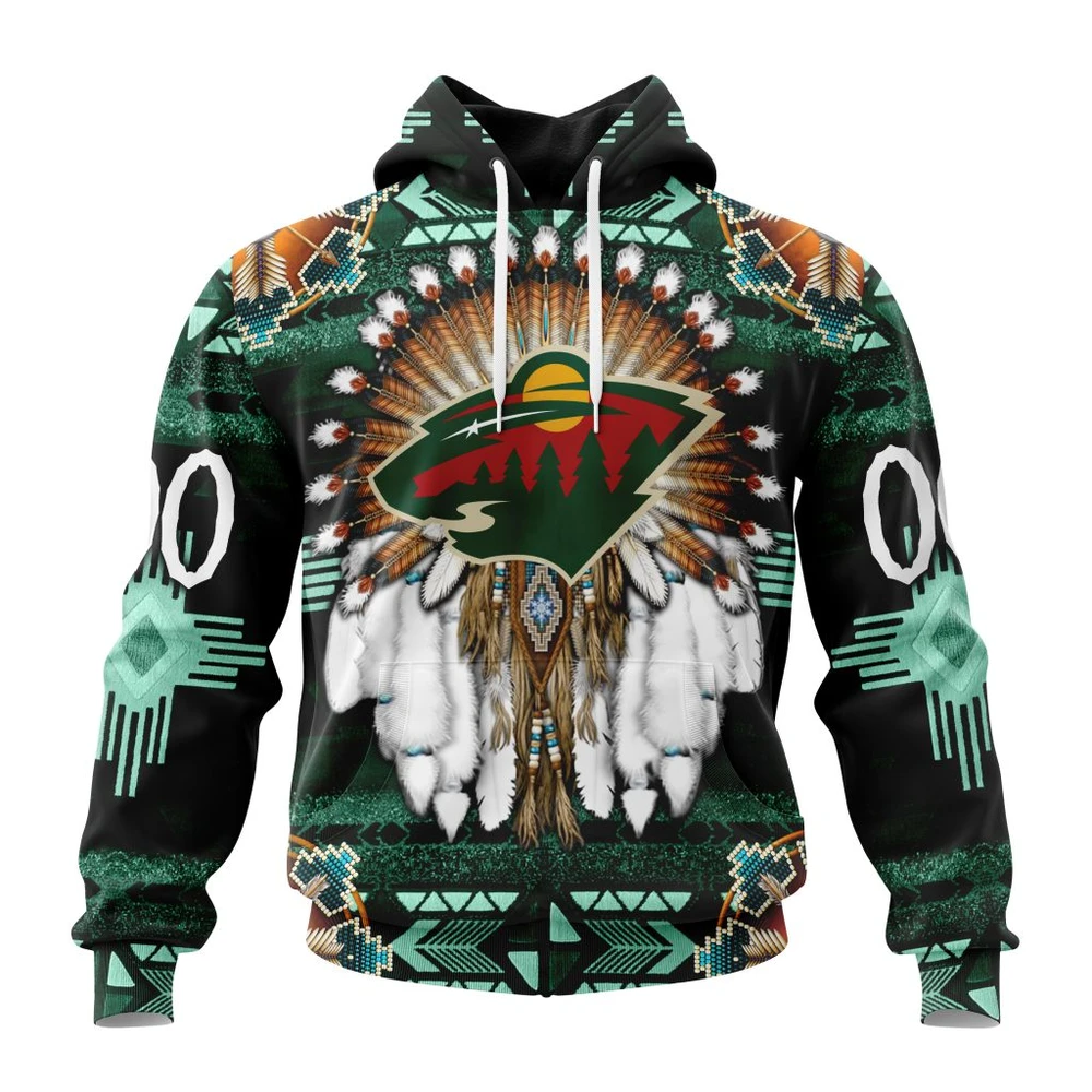 Minnesota Wild Special Native Costume Design All Over Print Hoodie Style 68630