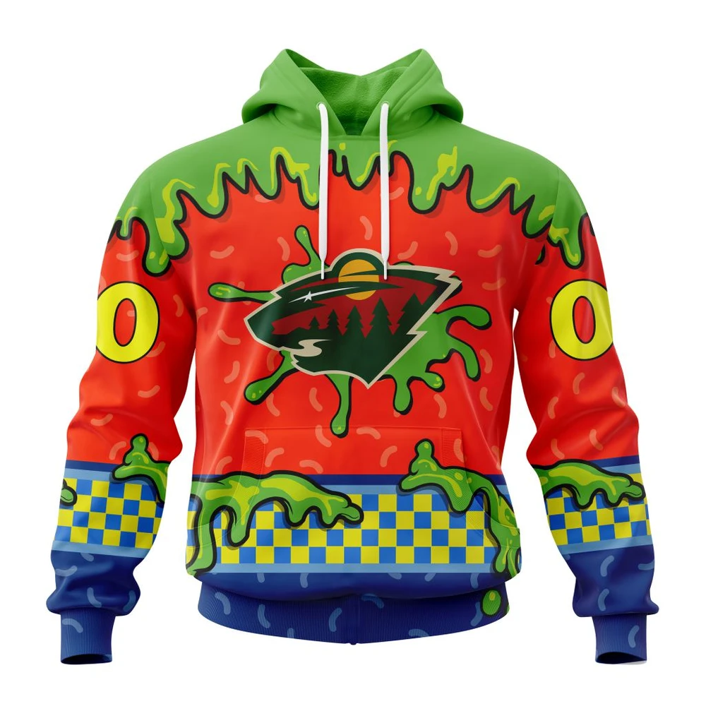 Minnesota Wild Special Nickelodeon Design All Over Print Hoodie Style 18851