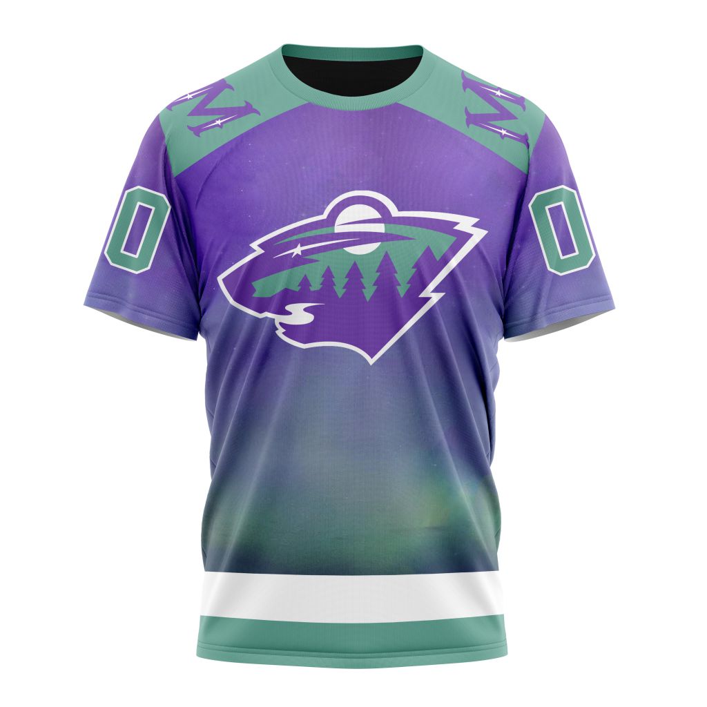 Minnesota Wild Special Northern Lights Design 02 Personalized Name And Number T-Shirt Oregontrailrvpk Shirt