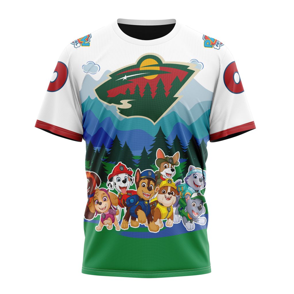 Minnesota Wild Special Paw Patrol Design 01 Personalized Name And Number T-Shirt Oregontrailrvpk Shirt