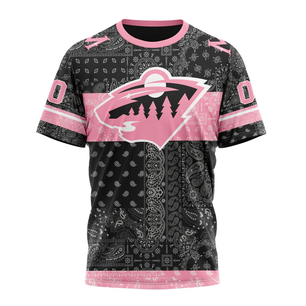 Minnesota Wild Special Pink Paisley Design 01 Personalized Name And Number T-Shirt Oregontrailrvpk Shirt