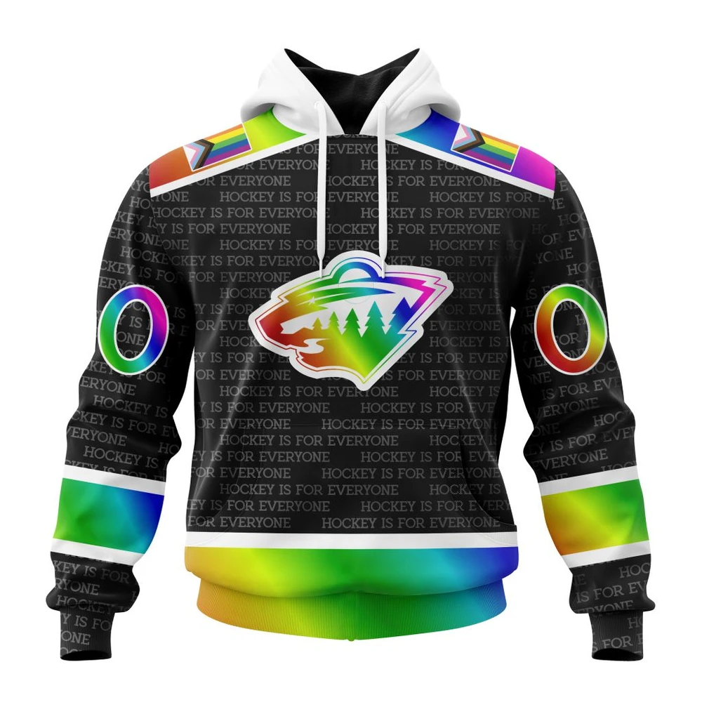 Minnesota Wild Special Pride Design Hockey Is For Everyone All Over Print Hoodie Style 71995