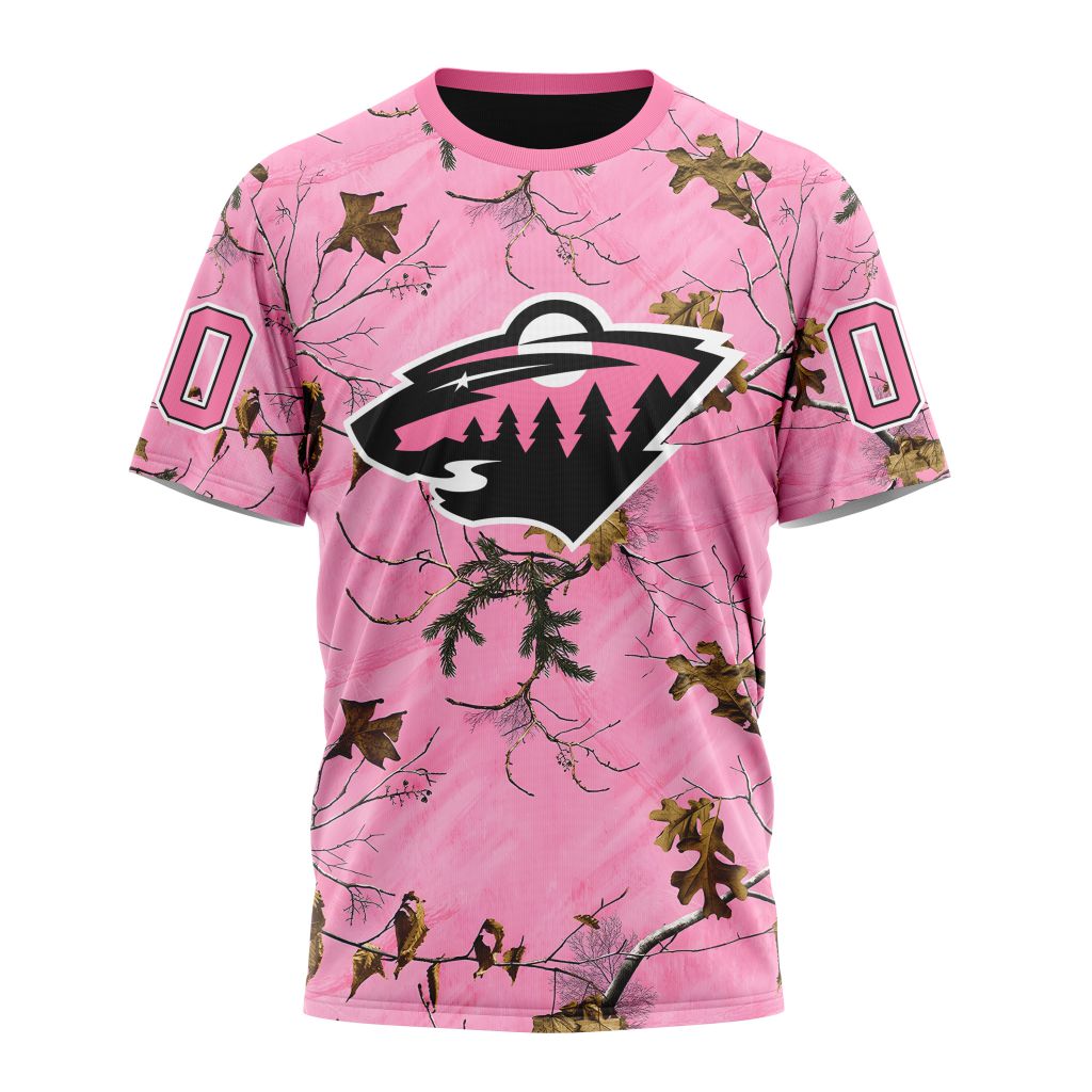 Minnesota Wild Special Realtree Pink Camouflage Design 01 Personalized Name And Number T-Shirt Oregontrailrvpk Shirt