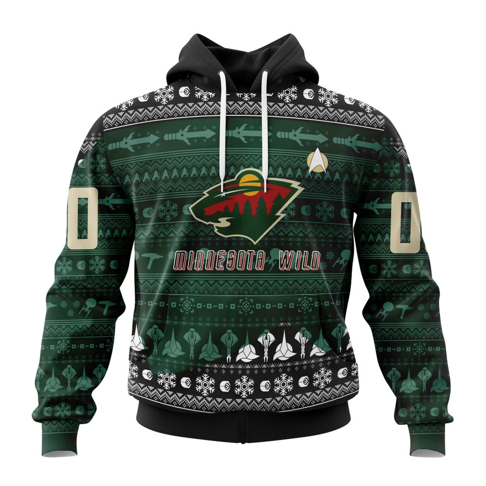 Minnesota Wild Special Star Trek Design All Over Print Hoodie Style 42876