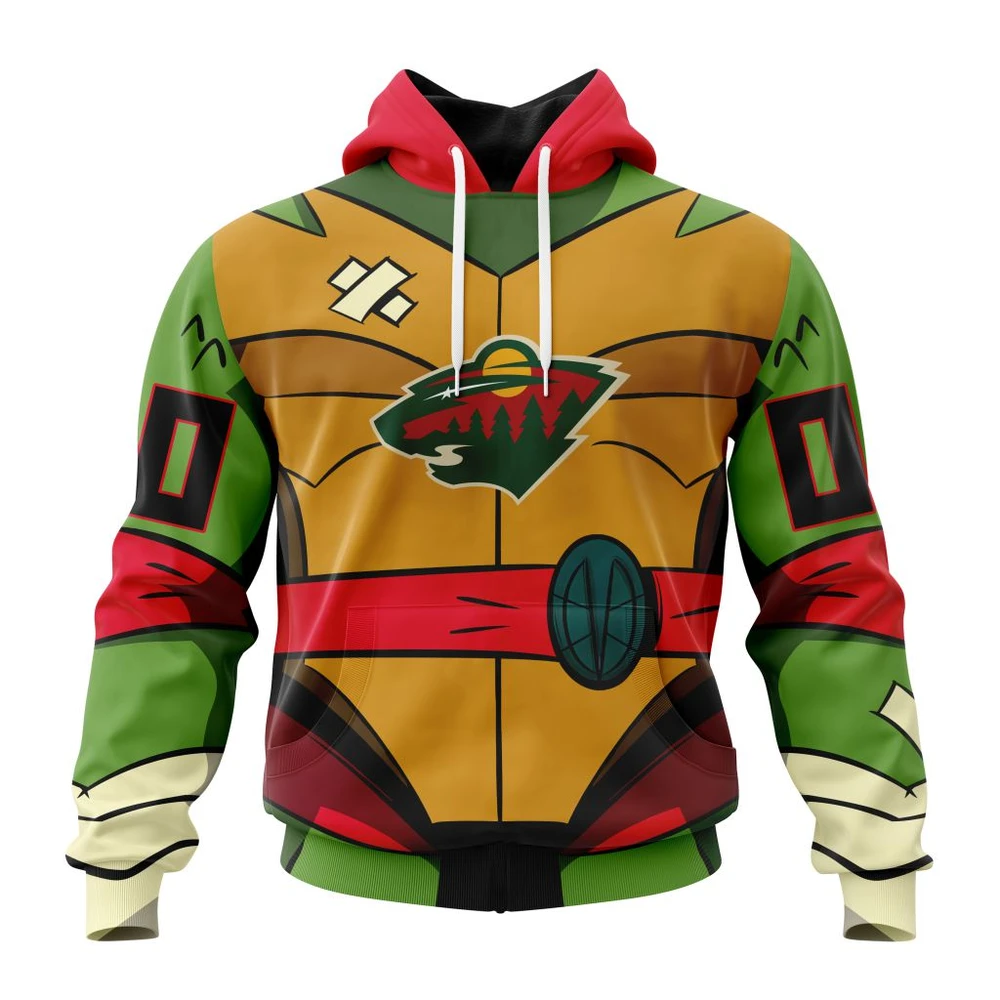 Minnesota Wild Special Teenage Mutant Ninja Turtles Design All Over Print Hoodie Style 68508