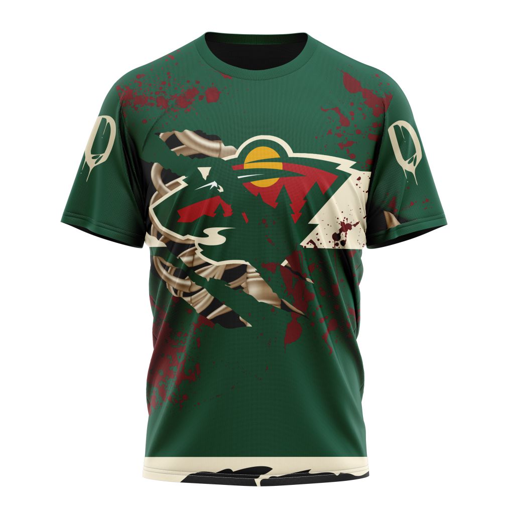 Minnesota Wild Specialized Design Jersey With Your Ribs For Halloween Personalized Name And Number T-Shirt Oregontrailrvpk Shirt
