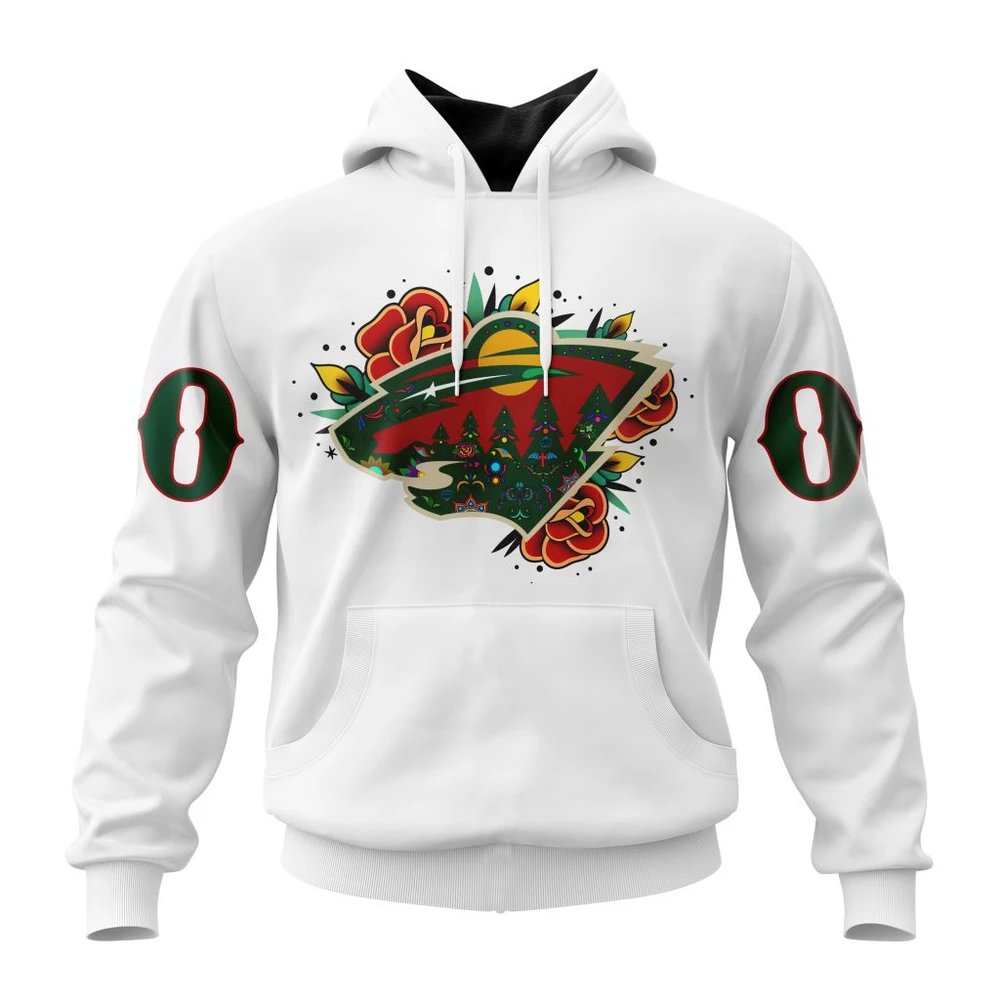 Minnesota Wild Specialized Unisex Kits Dia De Muertos All Over Print Hoodie Style 38879
