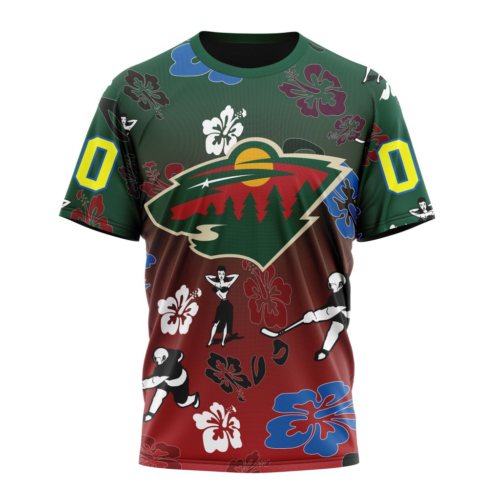 Minnesota Wild X Hawaii Specialized Design For Hawaiia Personalized Name And Number T-Shirt Oregontrailrvpk Shirt