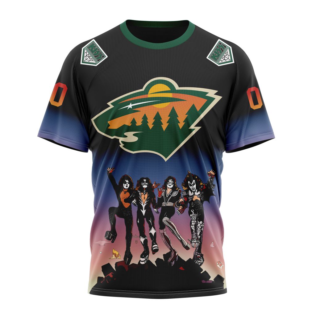 Minnesota Wild X KISS Band Design Personalized Name And Number T-Shirt Oregontrailrvpk Shirt