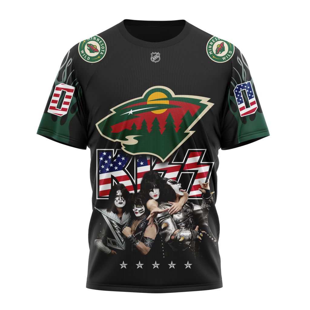Minnesota Wild X Kiss Specialized Design Personalized Name And Number T-Shirt Oregontrailrvpk Shirt