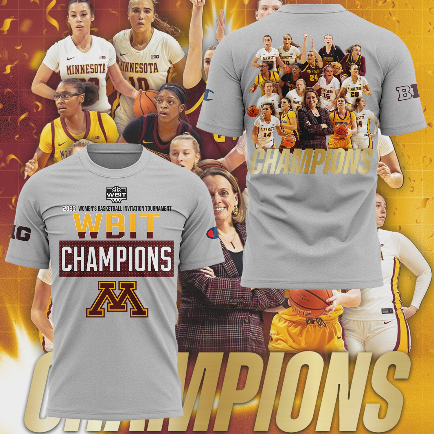 Minnesota Women's Basketball X 2025 Wbit Champions T-Shirt For Basketball Teammates Oregontrailrvpk Shirt