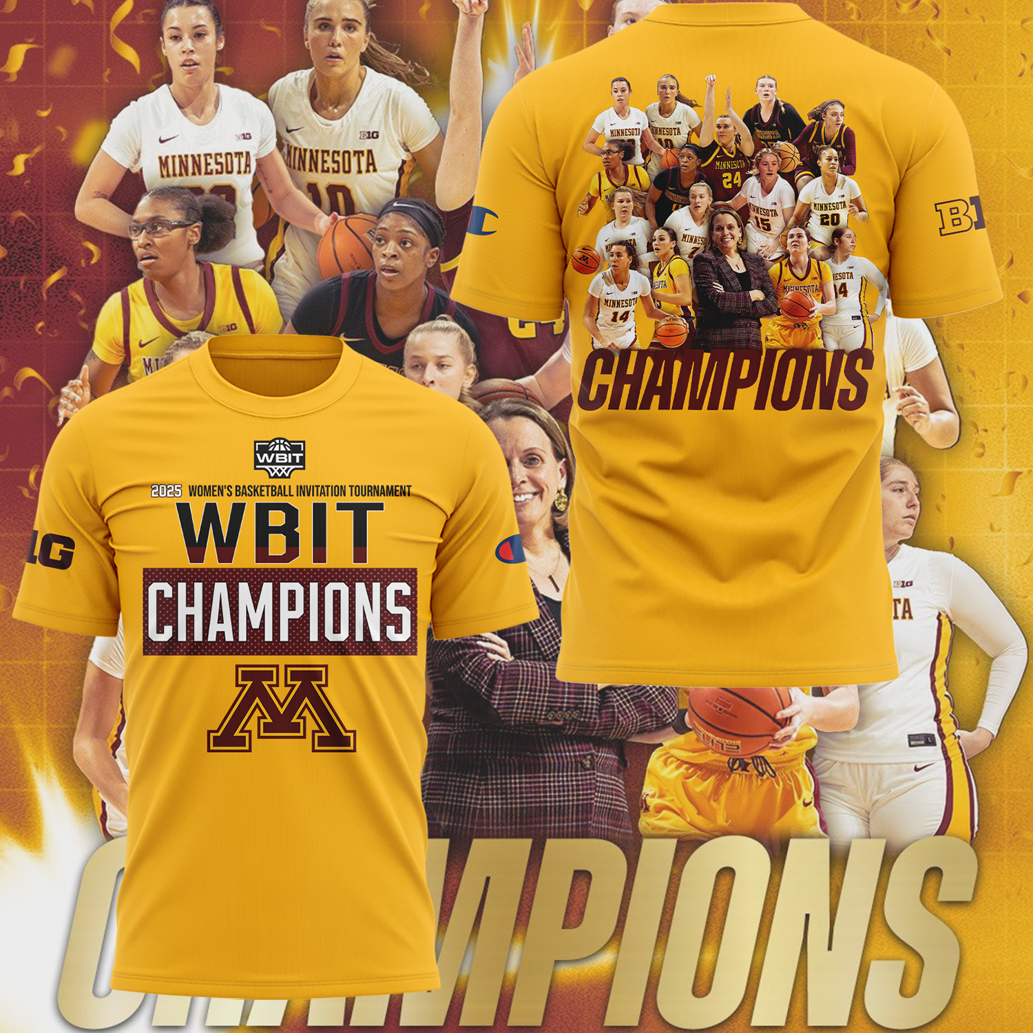 Minnesota Women's Basketball X 2025 Wbit Champions T-Shirt Great Gifts For Basketball Players Oregontrailrvpk Shirt