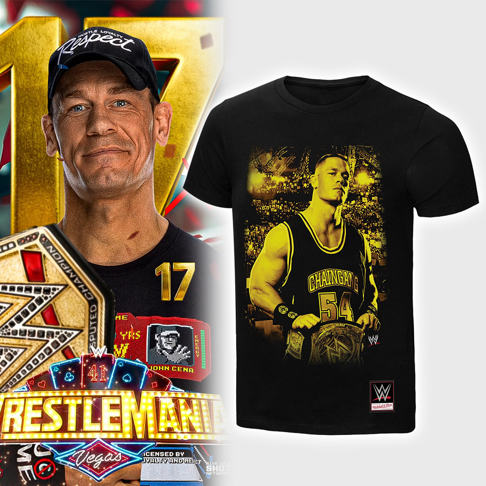 Mitchell And Ness Black John Cena Gold T-Shirt John Cena Wrestlemania Shirt Oregontrailrvpk Shirt