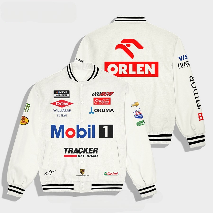 Mobil 1 Motorsport Racing Premium Varsity Jacket Gifts For Racing Fans