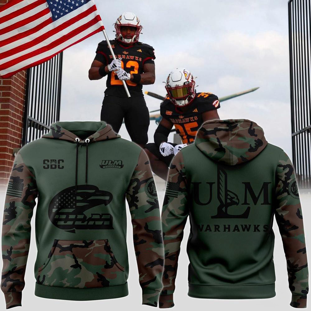 Monroe Warhawks 2025 Camo Veterans Hoodie Unique