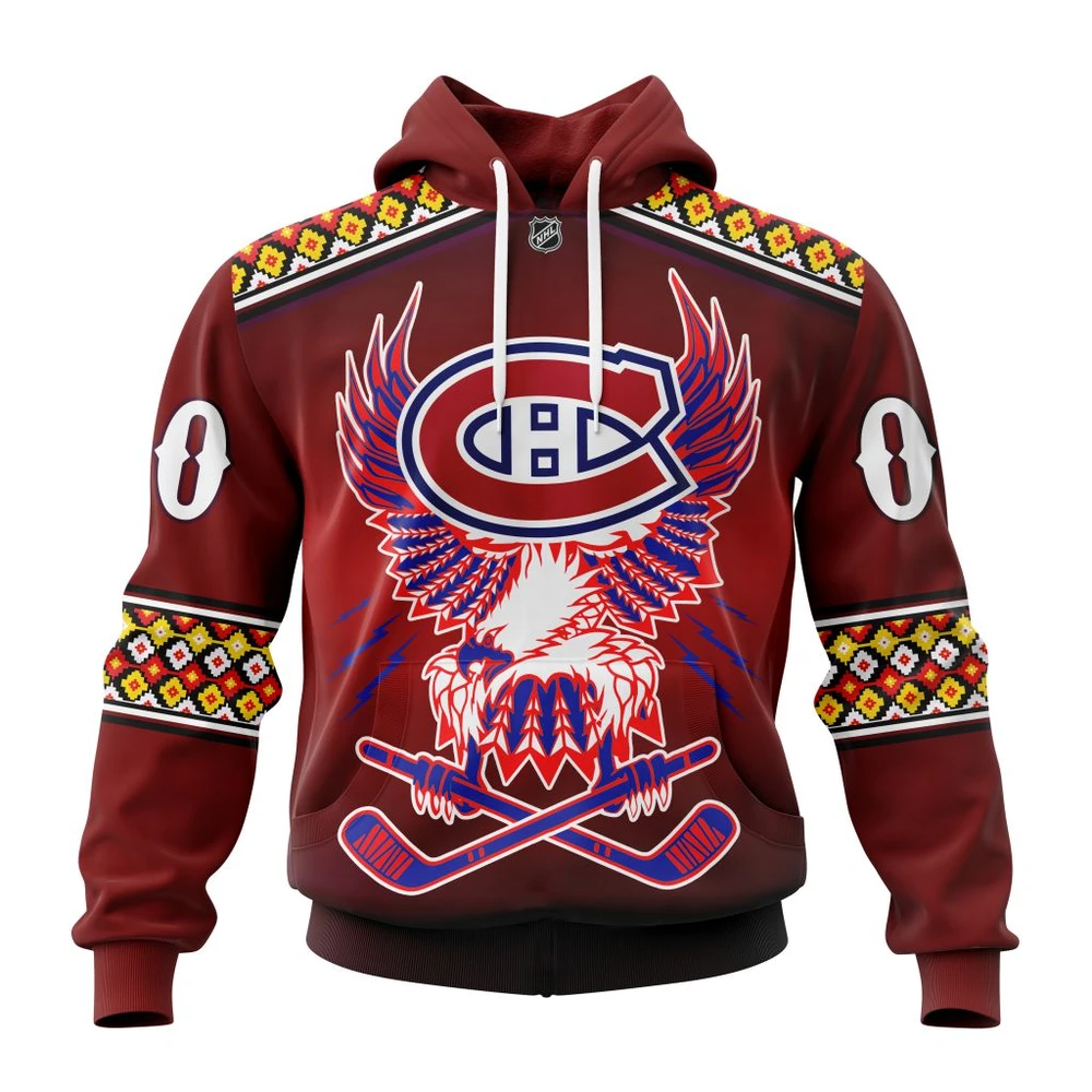 Montreal Canadien Celebrate Indigenous Culture With Specialized Wasac Night All Over Print Hoodie Style 74516