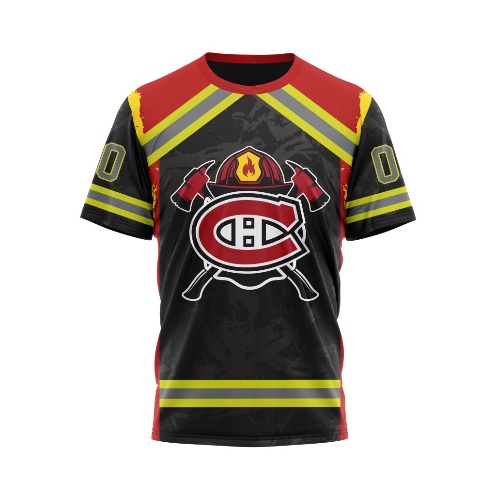 Montreal Canadiens Honnor Firefighter Personalized Name And Number T-Shirt Oregontrailrvpk Shirt