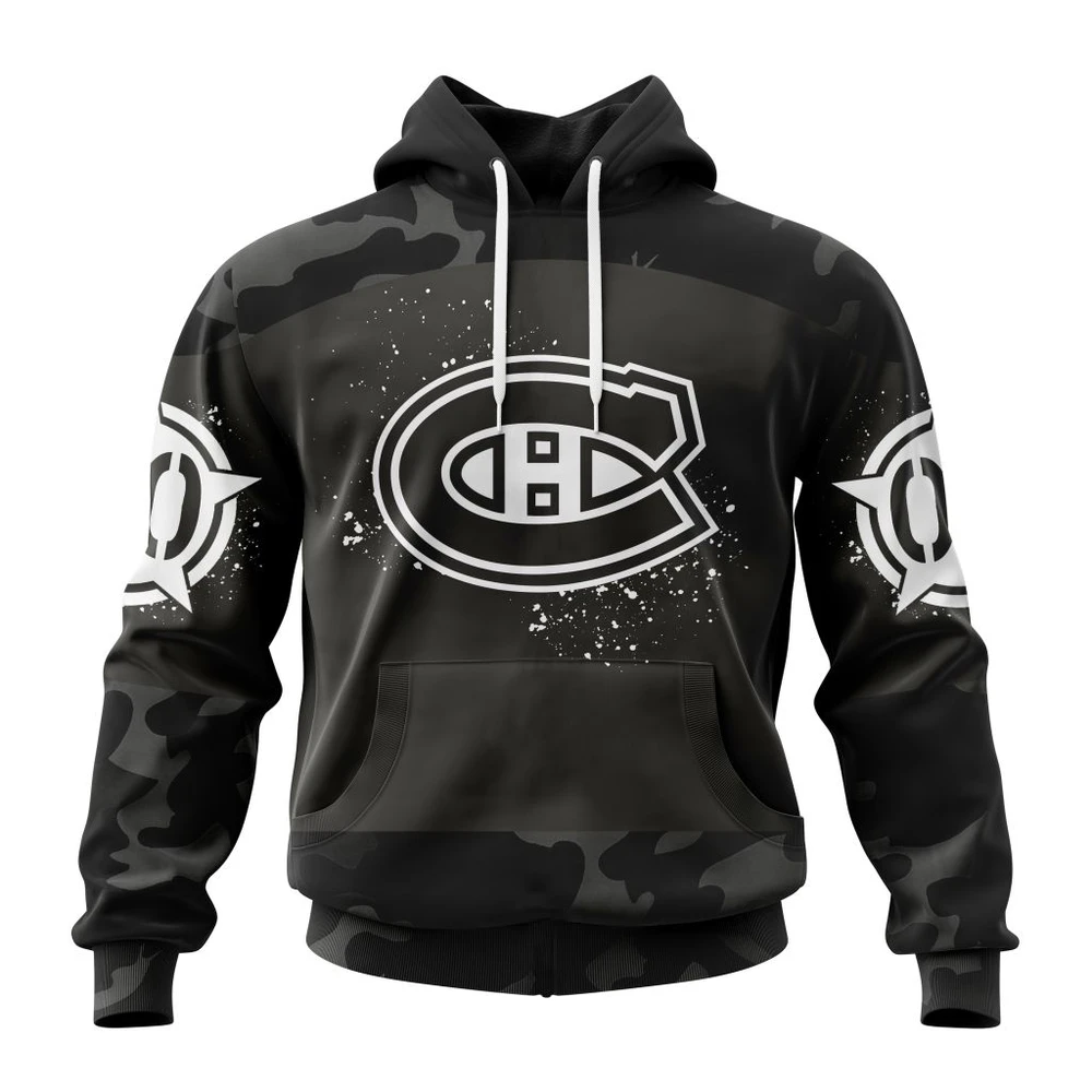 Montreal Canadiens Special Black Camo Design For Veterans Day All Over Print Hoodie Style 11388