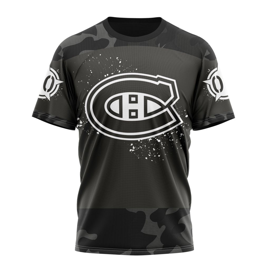 Montreal Canadiens Special Black Camo Design For Veterans Day Personalized Name And Number T-Shirt Oregontrailrvpk Shirt