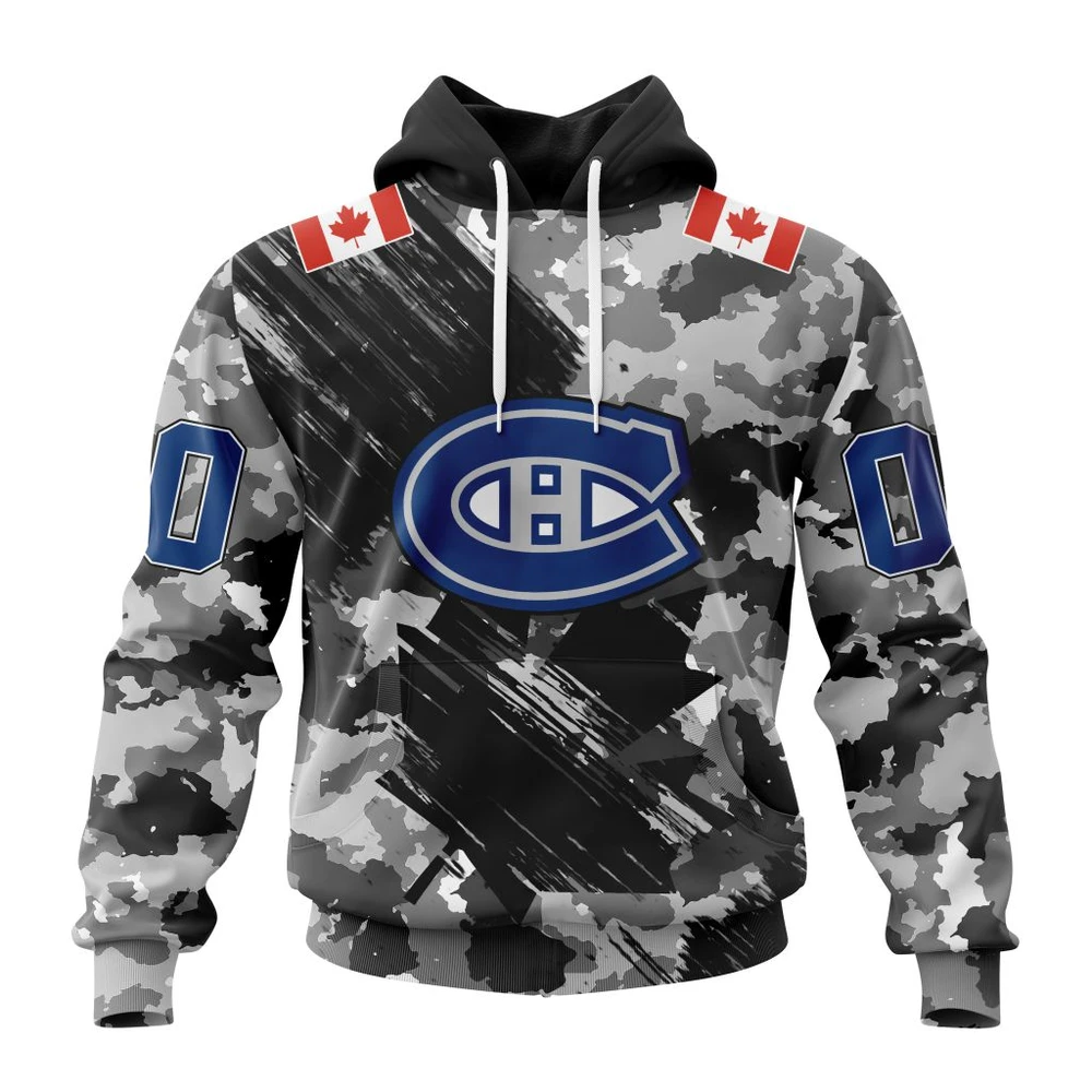 Montreal Canadiens Special Camo Armed Forces Design All Over Print Hoodie Style 36693