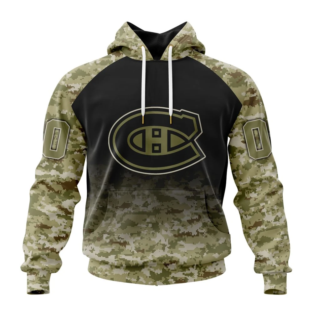 Montreal Canadiens Special Camo Design For Remembrance Day All Over Print Hoodie Style 37342