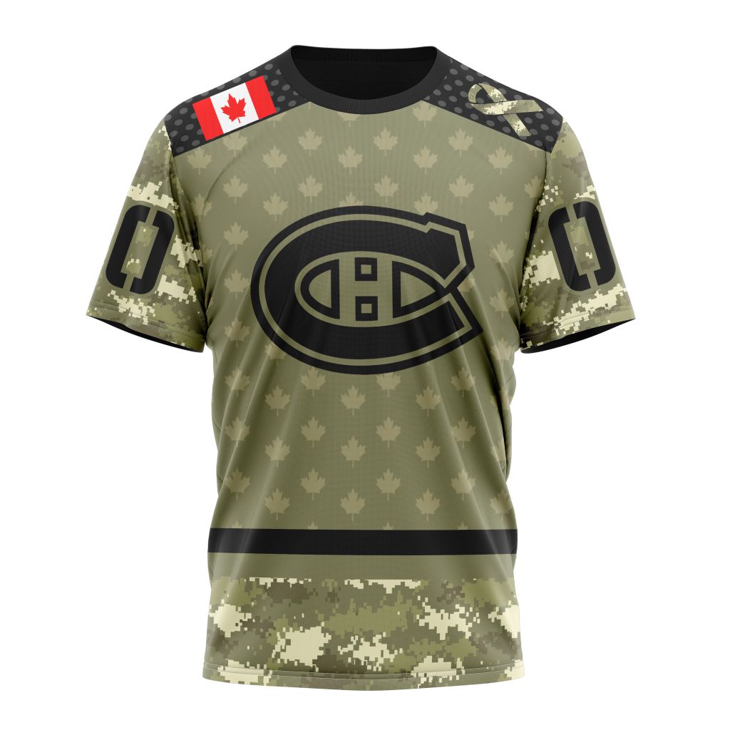 Montreal Canadiens Special Camo Military Appreciation Personalized Name And Number T-Shirt Oregontrailrvpk Shirt