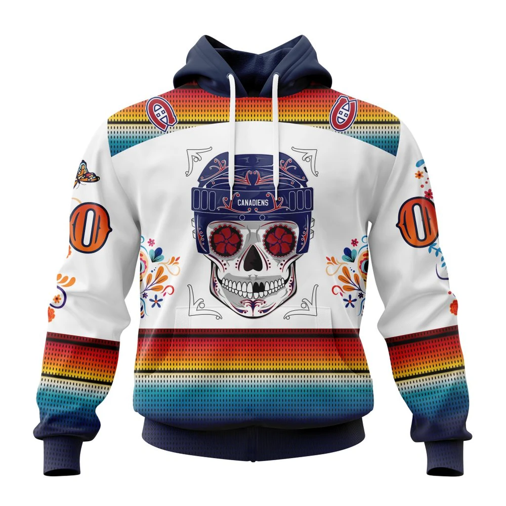 Montreal Canadiens Special Design For Dia De Los Muertos All Over Print Hoodie Style 53066