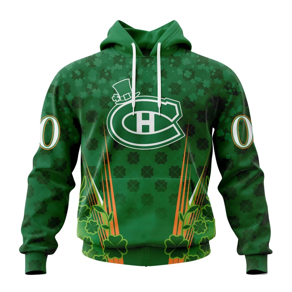 Montreal Canadiens Special Design For St. Patrick Day All Over Print Hoodie Style 17045