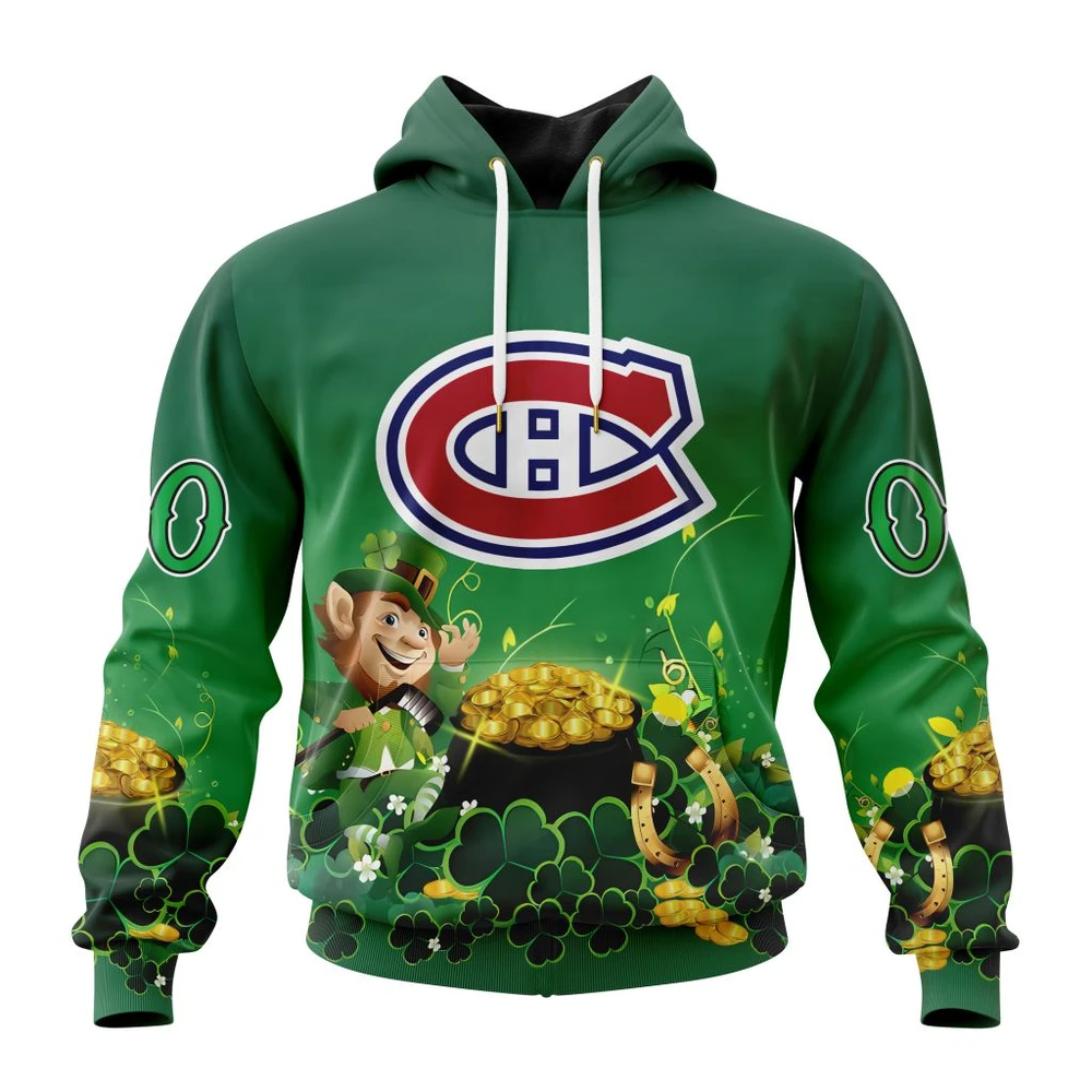 Montreal Canadiens Special Design For St. Patrick Day All Over Print Hoodie Style 32988