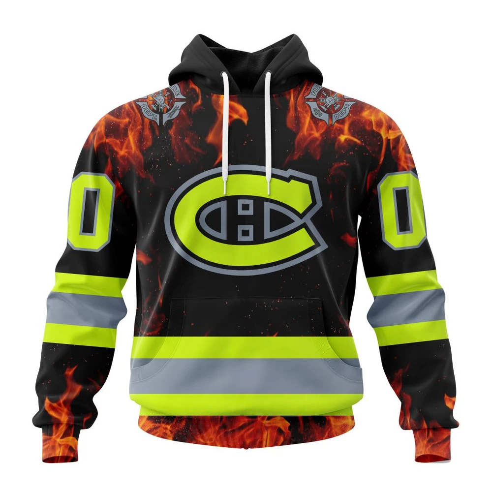 Montreal Canadiens Special Design Honoring Firefighters All Over Print Hoodie Style 58200