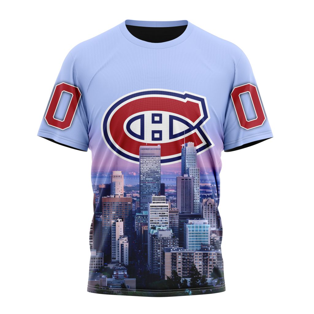 Montreal Canadiens Special Design With City Skyline Personalized Name And Number T-Shirt Oregontrailrvpk Shirt