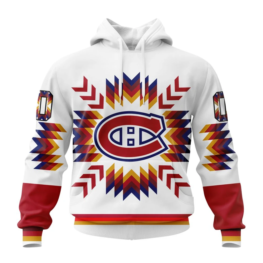 Montreal Canadiens Special Design With Native Pattern All Over Print Hoodie Style 86222