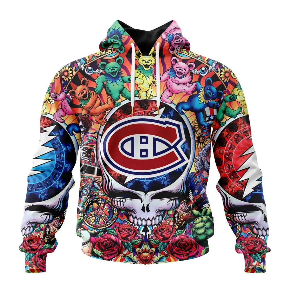 Montreal Canadiens Special Grateful Dead Design All Over Print Hoodie Style 61138
