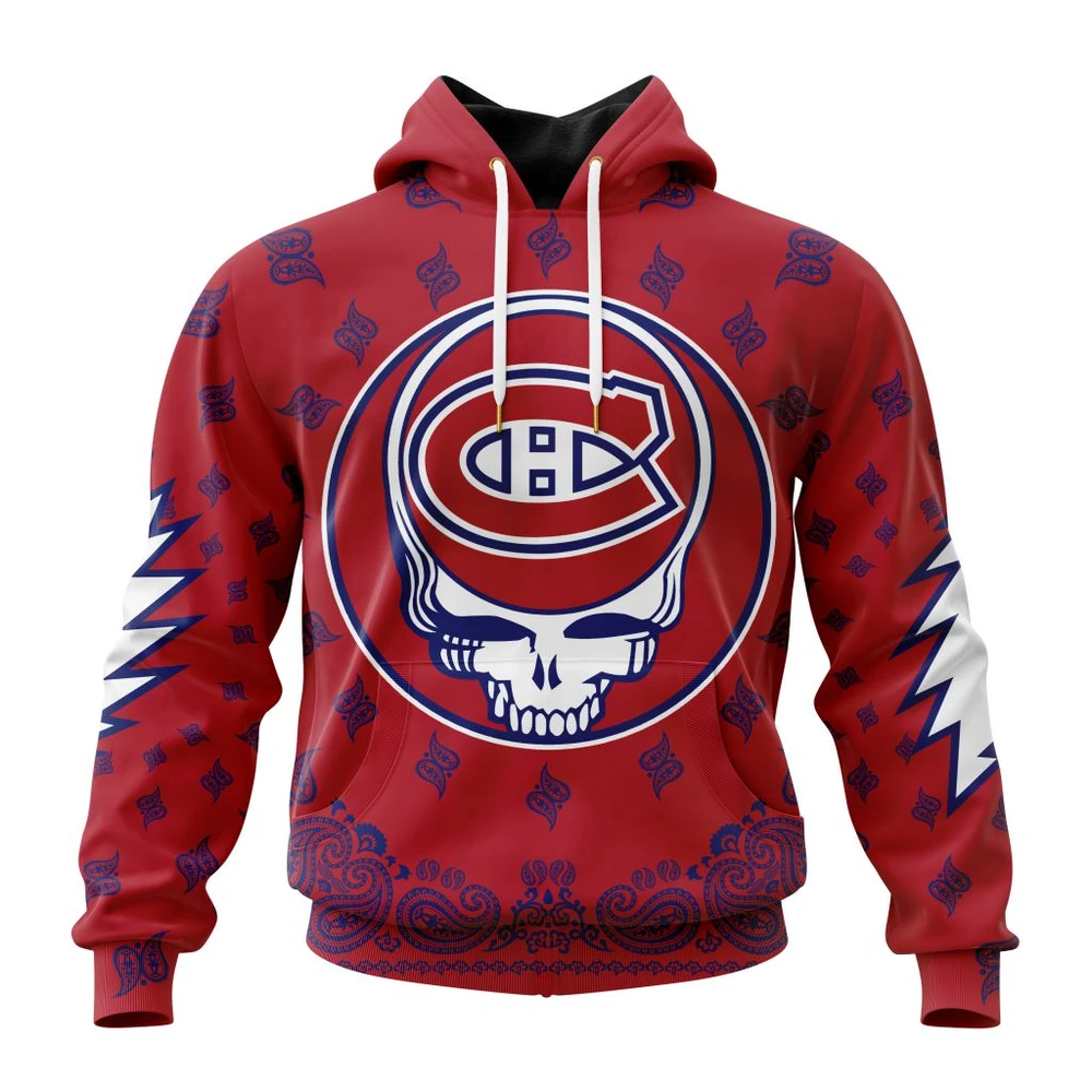 Montreal Canadiens Special Grateful Dead Design All Over Print Hoodie Style 73350