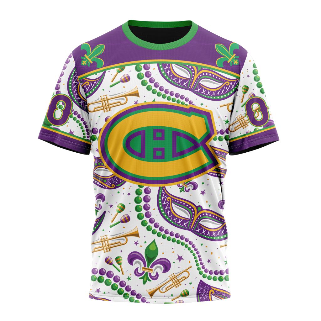Montreal Canadiens Special Mardi Gras Design 01 Personalized Name And Number T-Shirt Oregontrailrvpk Shirt