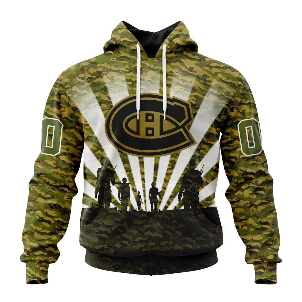Montreal Canadiens Special Military Camo Kits For Veterans Day And Rememberance Day All Over Print Hoodie Style 98235