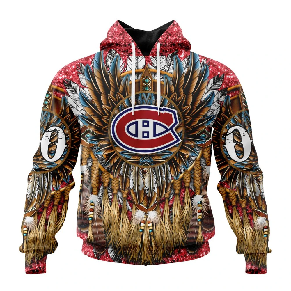 Montreal Canadiens Special Native Costume Design All Over Print Hoodie Style 23689