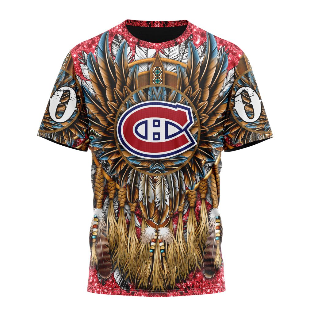 Montreal Canadiens Special Native Costume Design Personalized Name And Number T-Shirt Oregontrailrvpk Shirt