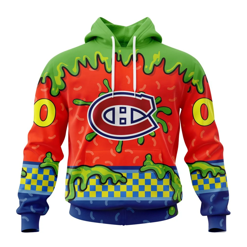 Montreal Canadiens Special Nickelodeon Design All Over Print Hoodie Style 31015