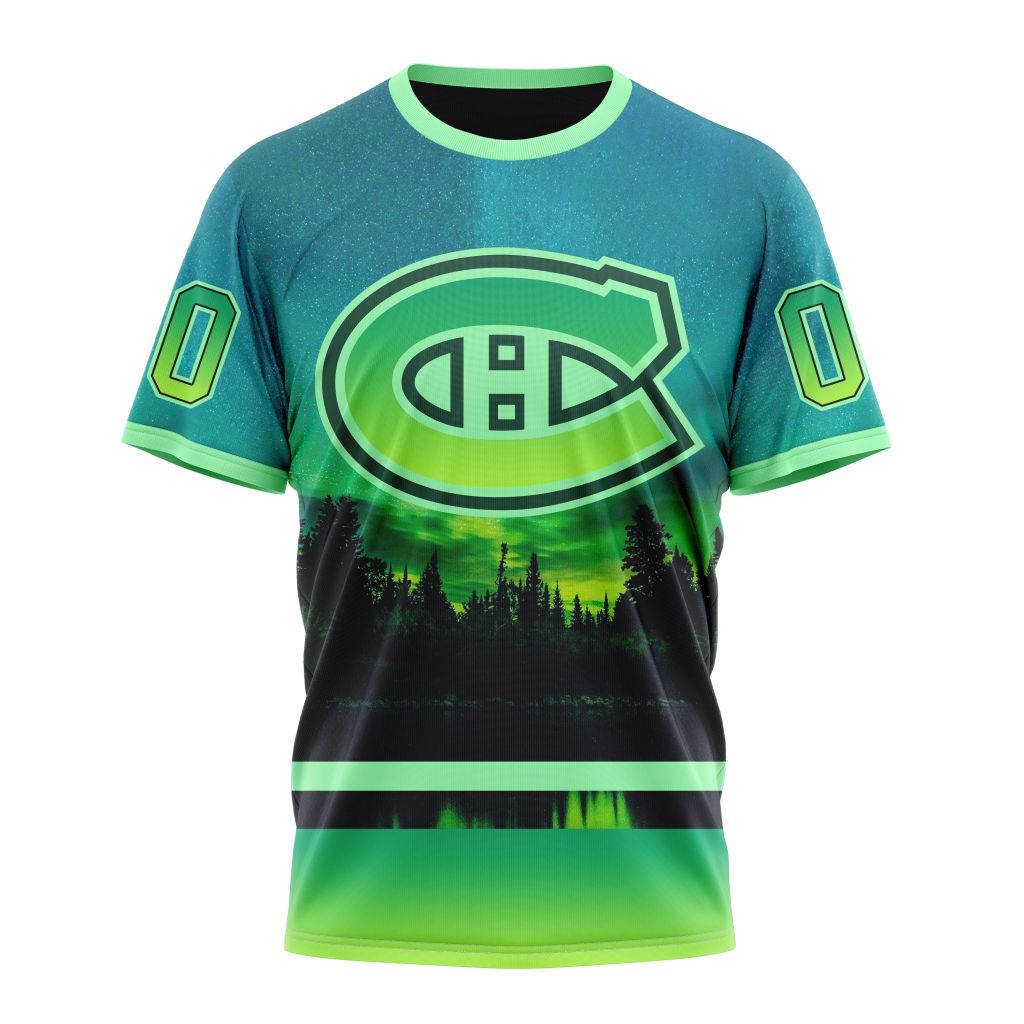 Montreal Canadiens Special Northern Light Design Personalized Name And Number T-Shirt Oregontrailrvpk Shirt
