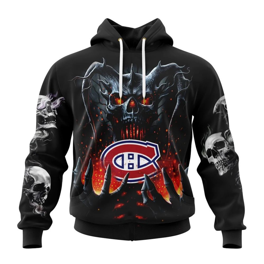 Montreal Canadiens Special Skull Art Design All Over Print Hoodie Style 76034