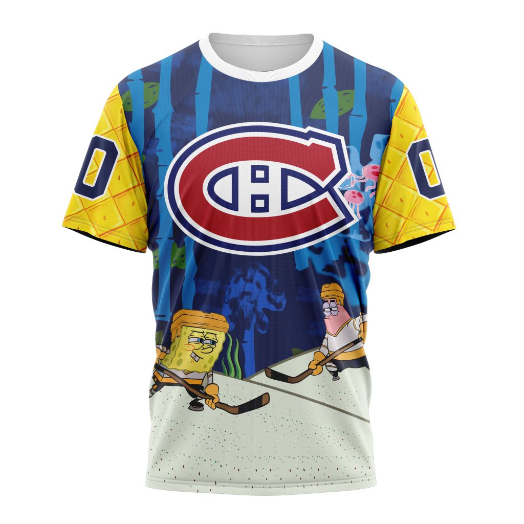 Montreal Canadiens Special SpongeBob SquarePants Design 01 Personalized Name And Number T-Shirt Oregontrailrvpk Shirt