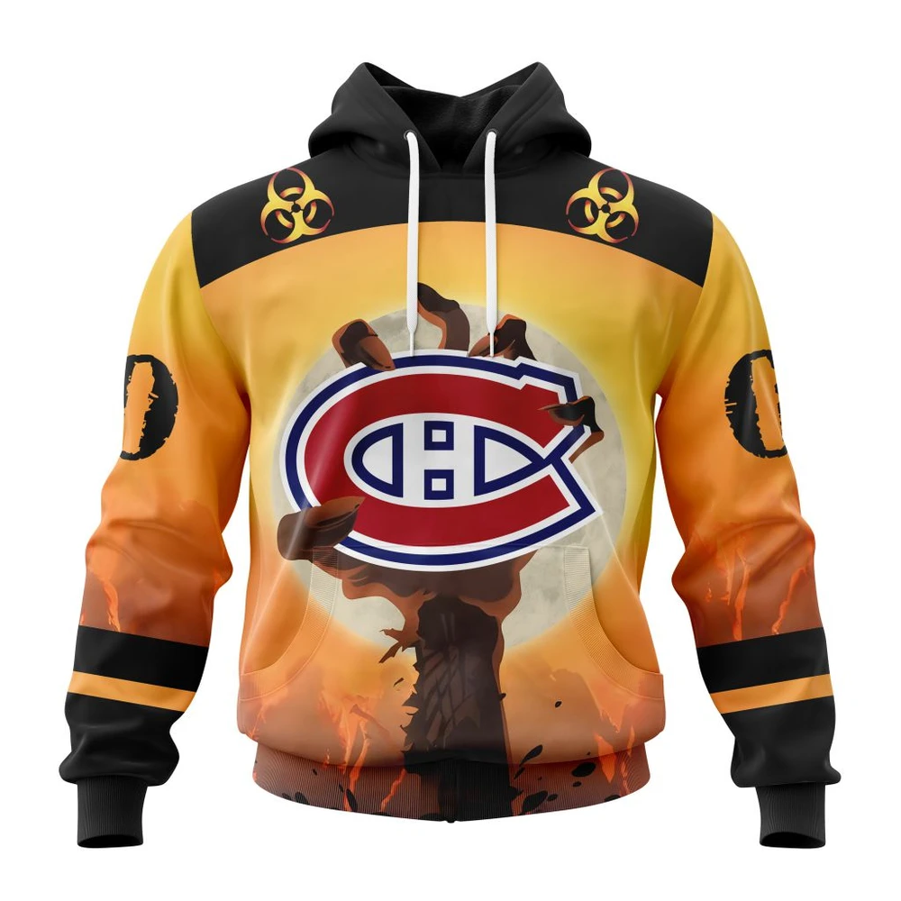 Montreal Canadiens Special Zombie Design For Halloween All Over Print Hoodie Style 65655
