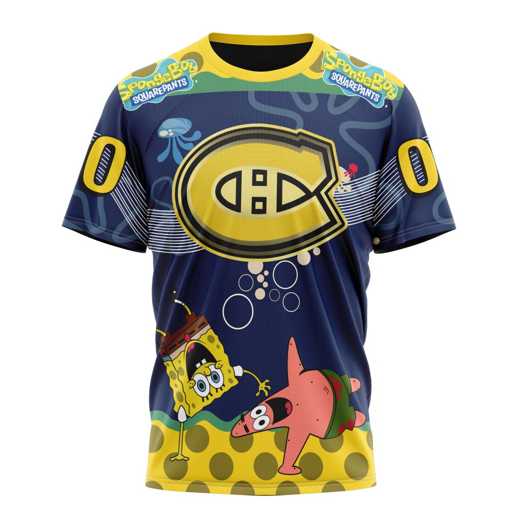 Montreal Canadiens Specialized Jersey With SpongeBob Personalized Name And Number T-Shirt Oregontrailrvpk Shirt