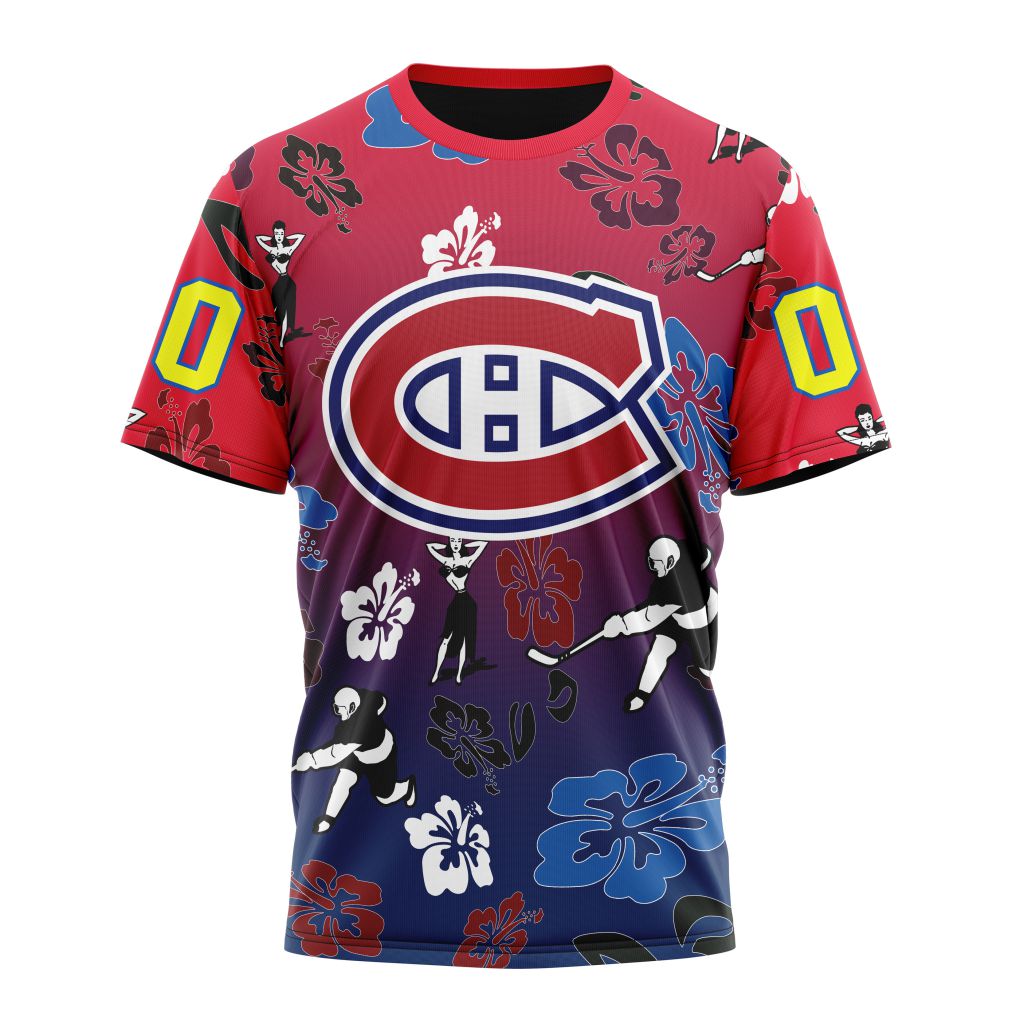 Montreal Canadiens X Hawaii Specialized Design For Hawaiia Personalized Name And Number T-Shirt Oregontrailrvpk Shirt