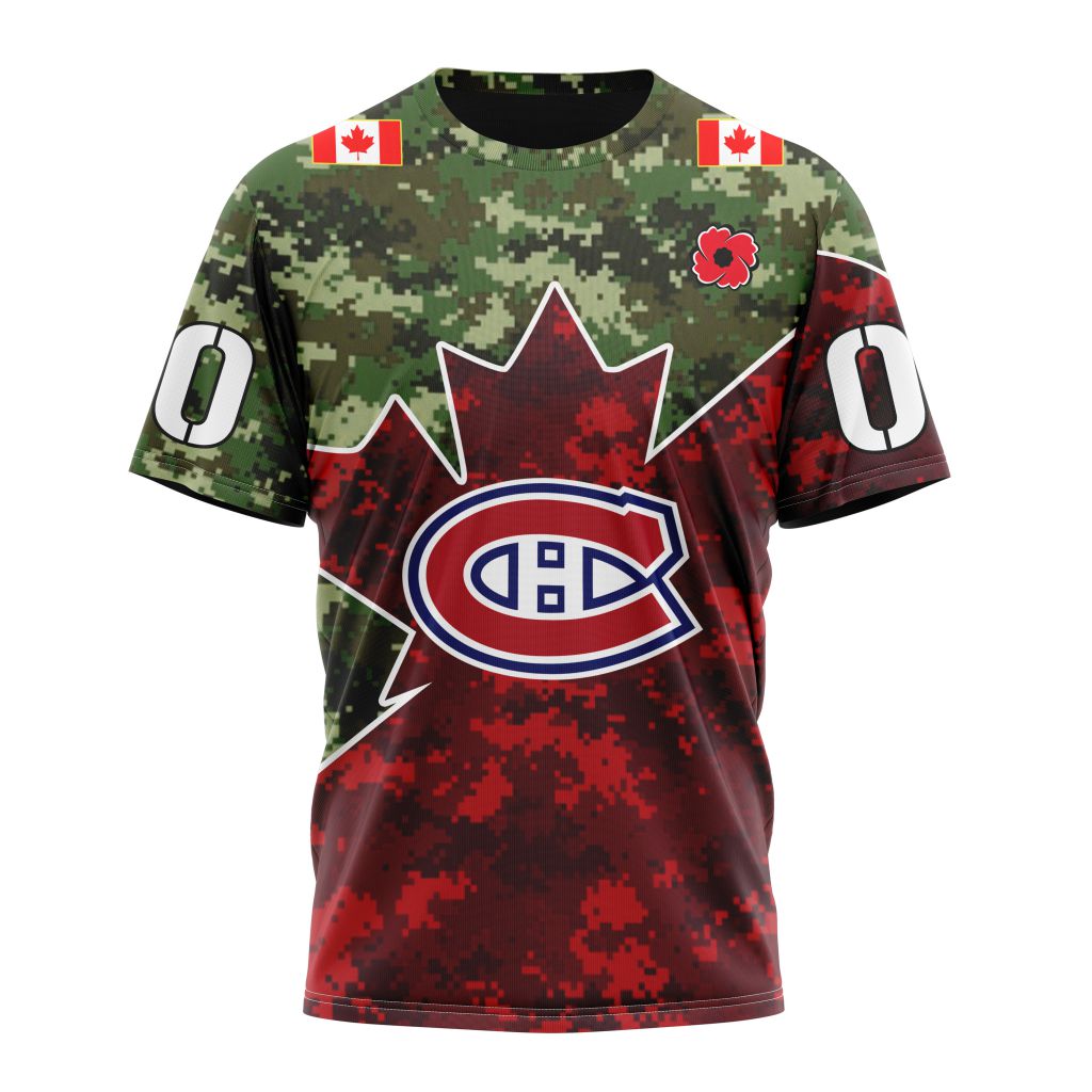 Montreal CanadiensSpecial Design For Remembrance Day Personalized Name And Number T-Shirt Oregontrailrvpk Shirt