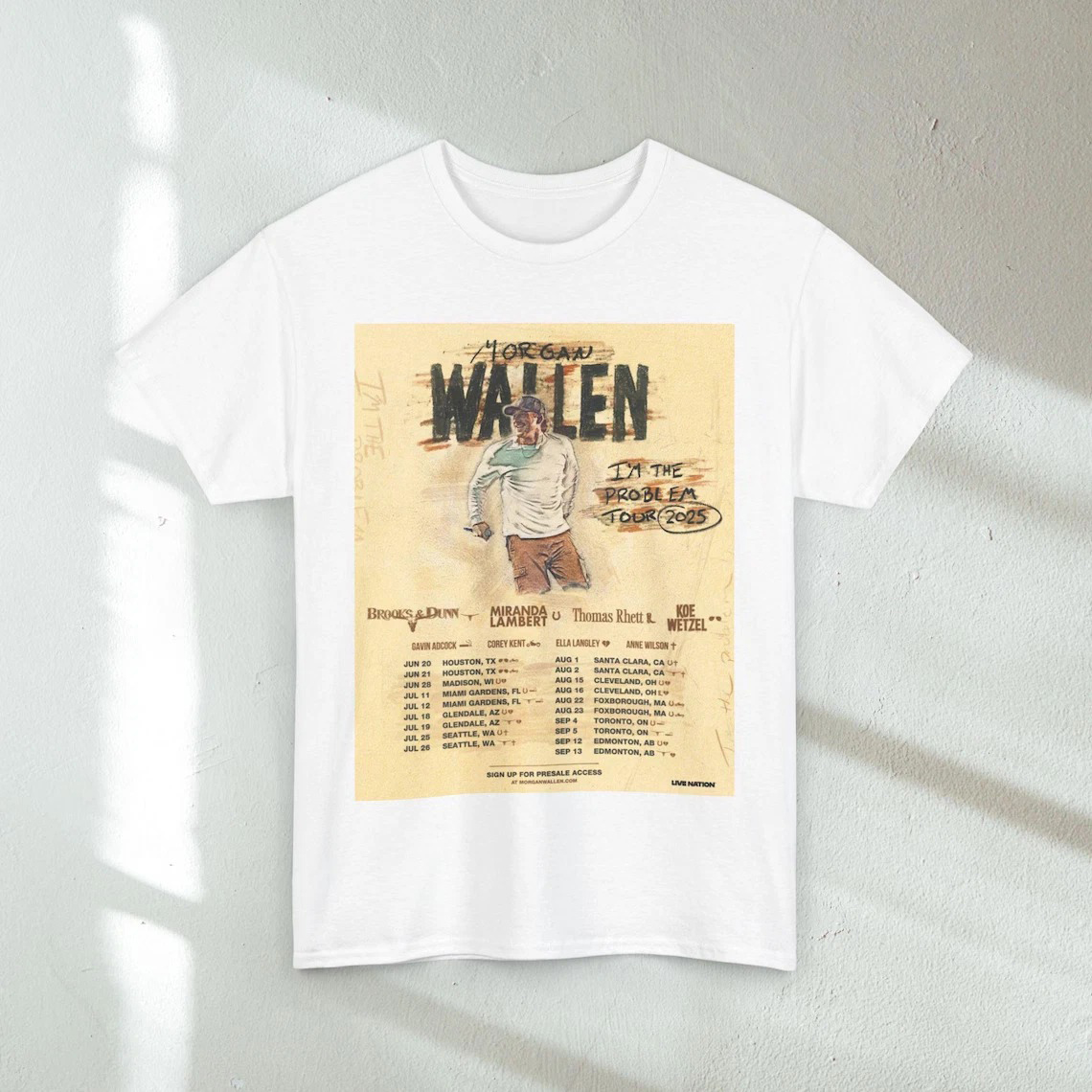 Morgan Wallen Im The Problem Tour 2025 White T-Shirt Presents For Music Lovers Oregontrailrvpk Shirt