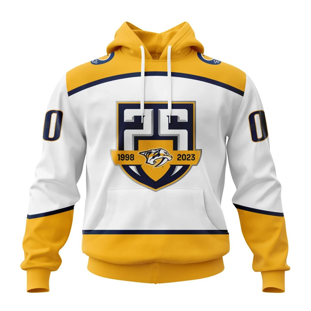 Nashville Predators Away With 25Th Anniversary Logo All Over Print Hoodie Style 82492