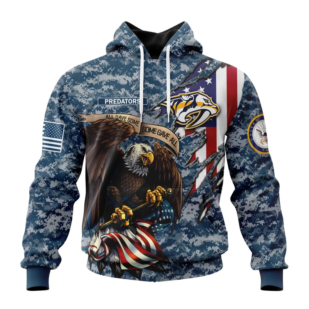 Nashville Predators Honor Us Navy Veterans All Over Print Hoodie Style 93662