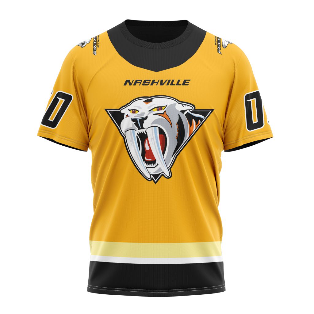 Nashville Predators Reverse Retro Kits 2022 Personalized Name And Number T-Shirt Oregontrailrvpk Shirt